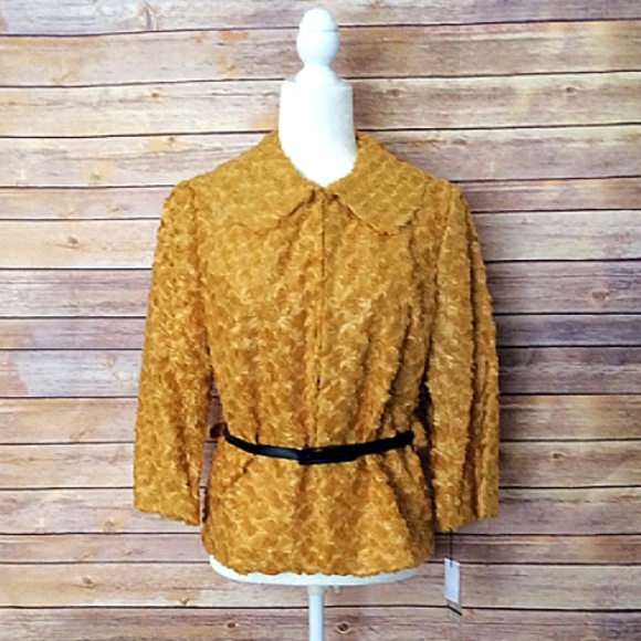 NWT Insight Faux Fur Rosette Belted Jacket - Picture 2 of 6